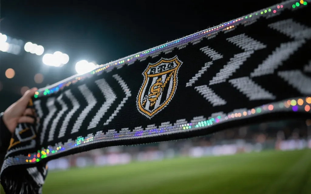 球场文化转译到周边：反光细节、织唛、压纹与围巾节拍纹样